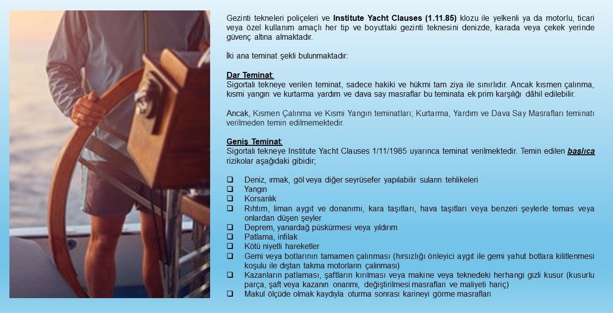 Gezinti Tekneleri teminat kapsamı